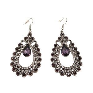 Paparazzi All About Business Rhinestone Earrings Purple Crystal Silver Tone